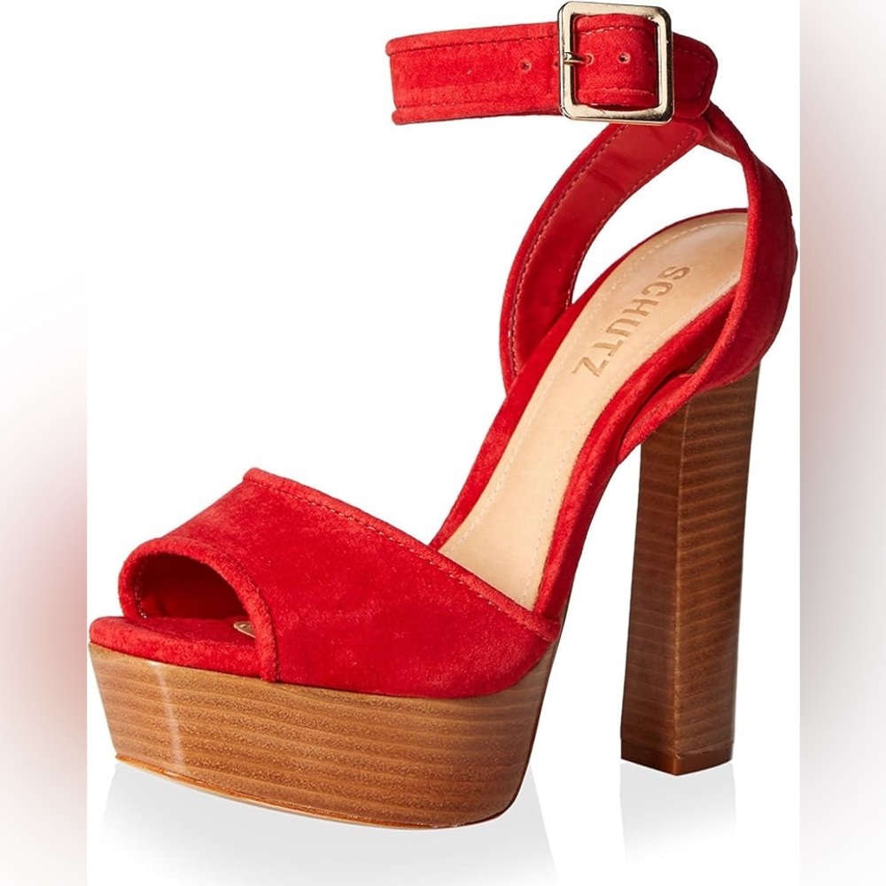 SCHUTZ REEBA CYBER RED Platform Peep-Toe Sandals BNWT BNIB